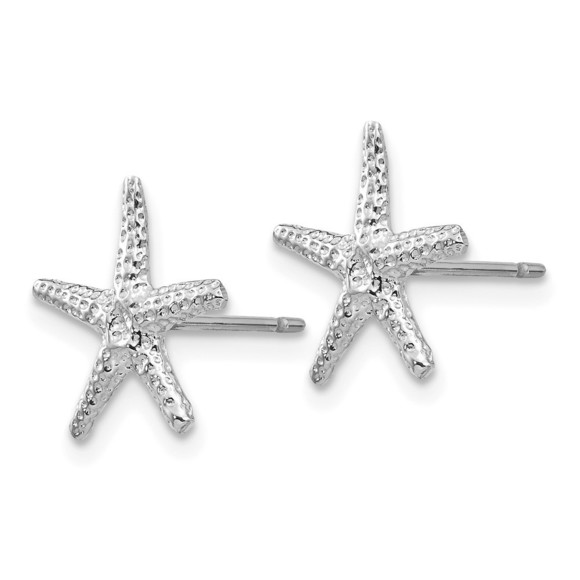 14k White Gold Starfish Post Earrings - Picture 4 of 4